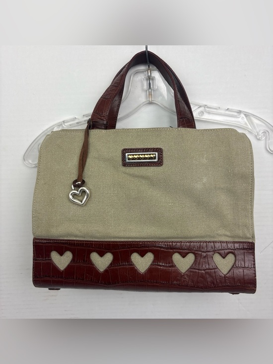 Brighton Handbags - Brighton Heart Shapes Purse Tan Brown Cut Out Satchel Bag Charm One World